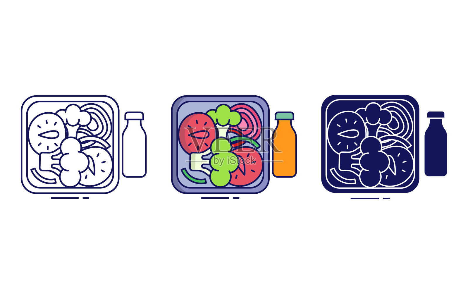 沙拉食品盒矢量图标插画图片素材