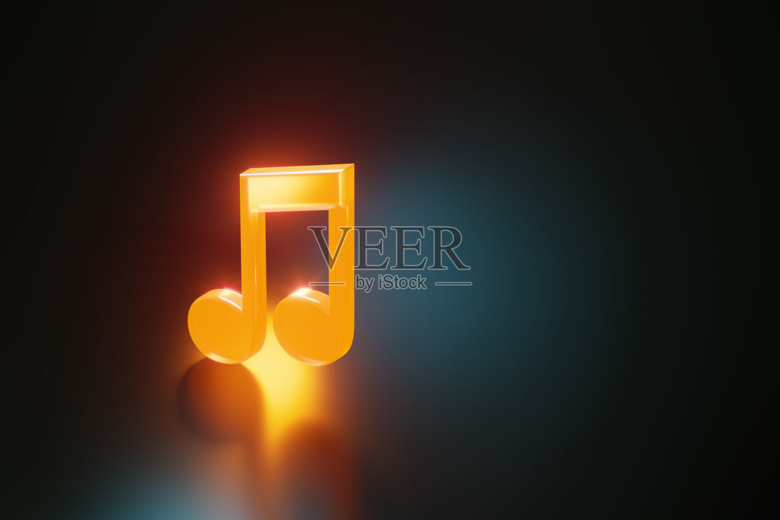 黄色音符在黑色背景上发光照片摄影图片