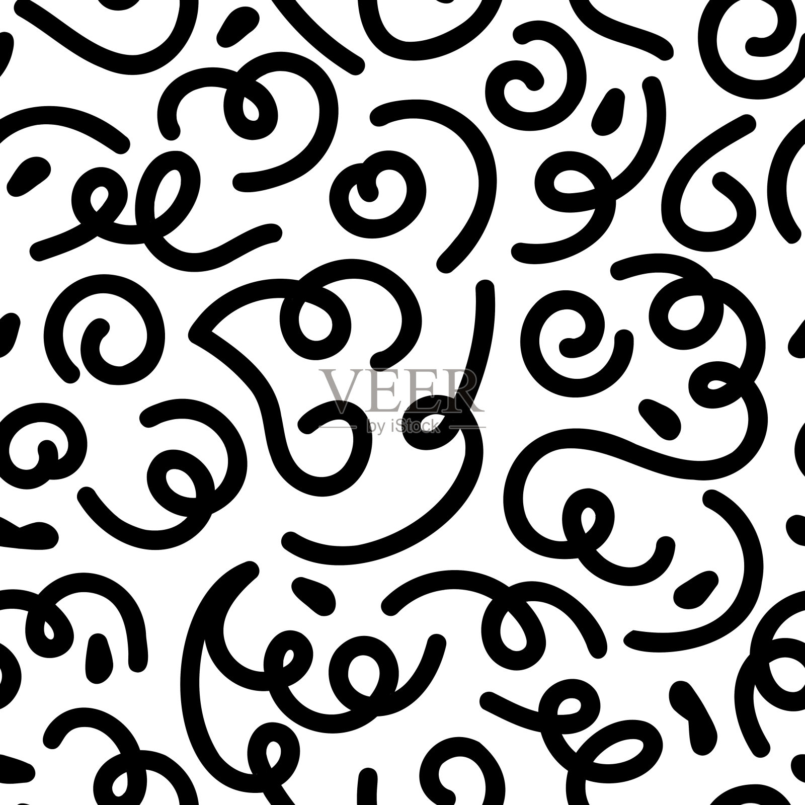 黑线蜿蜒无缝图案矢量插图插画图片素材