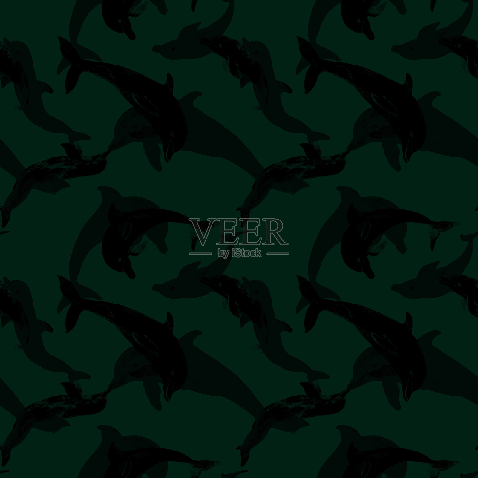 海豚剪影在无缝图案。男人穿印花纺织品。海洋动物背景。插画图片素材