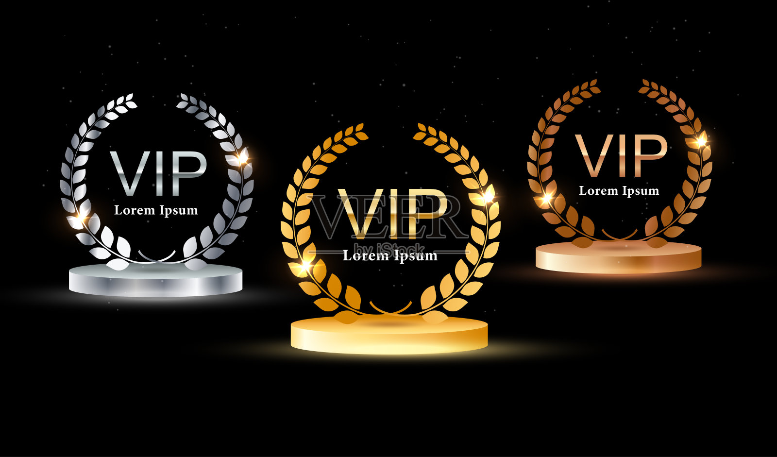 金银铜VIP会员卡图标矢量合集：奢华VIP邀请背景插画图片素材