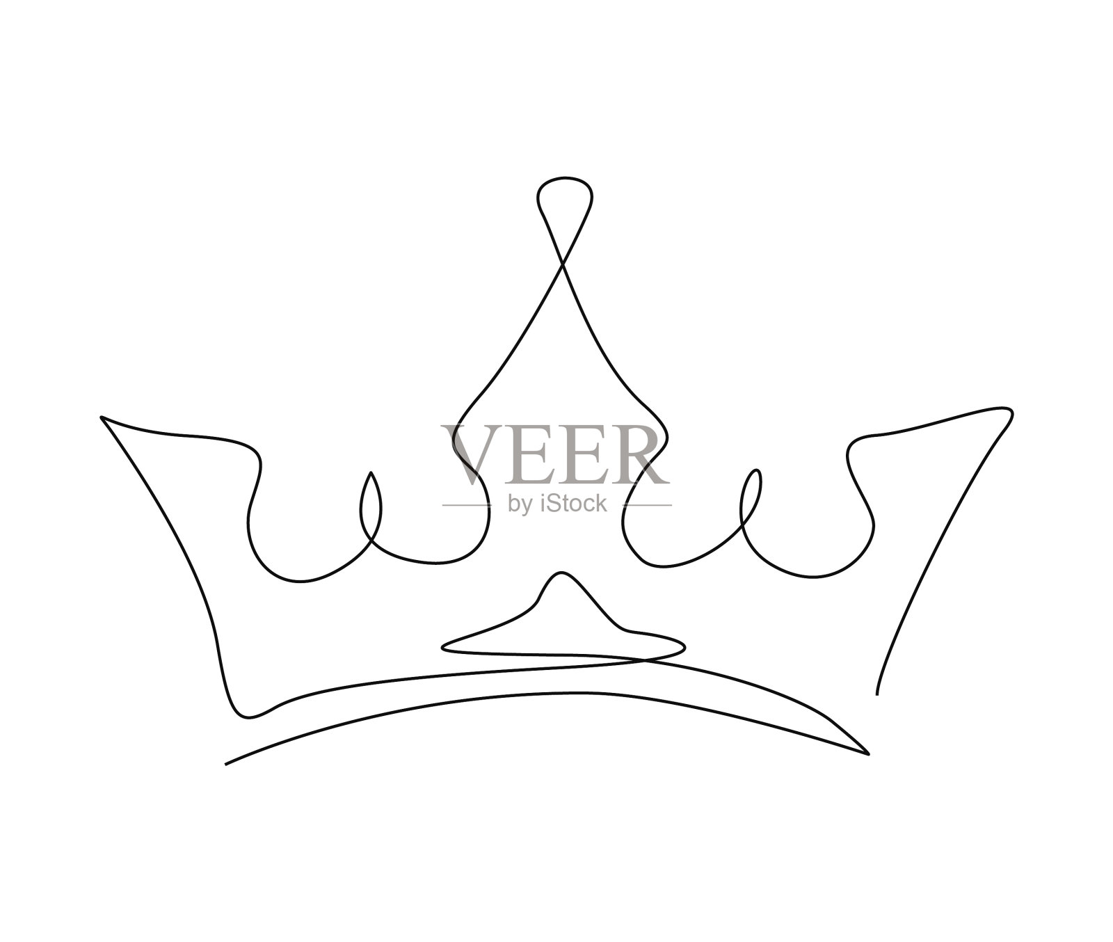 连续的一条线绘制的皇室皇冠简单插画图片素材