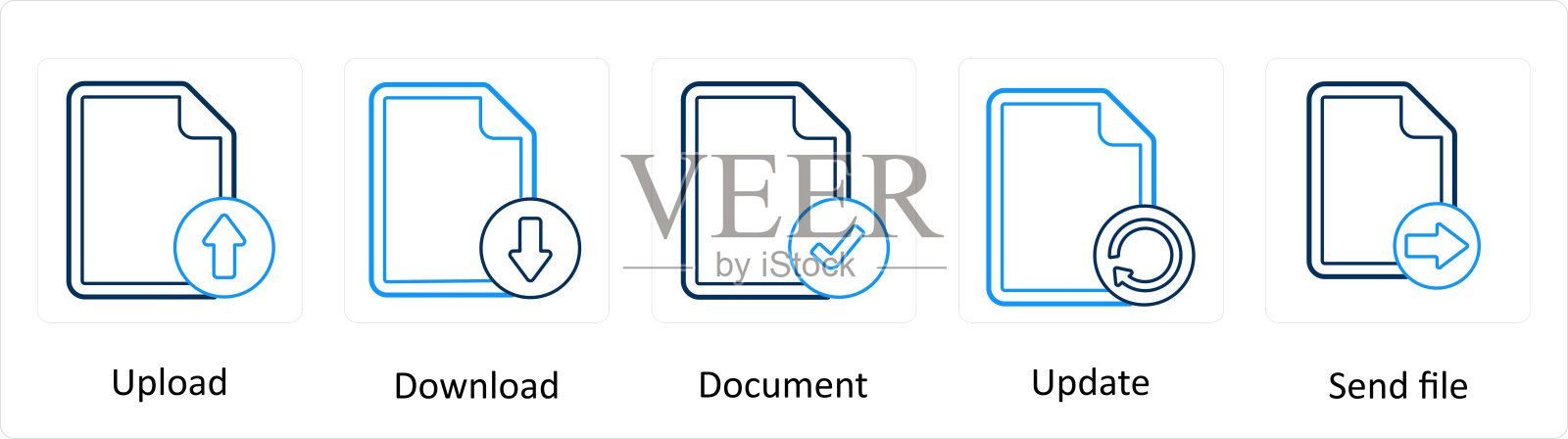 一组5个额外的图标作为上传，下载，文档图标素材