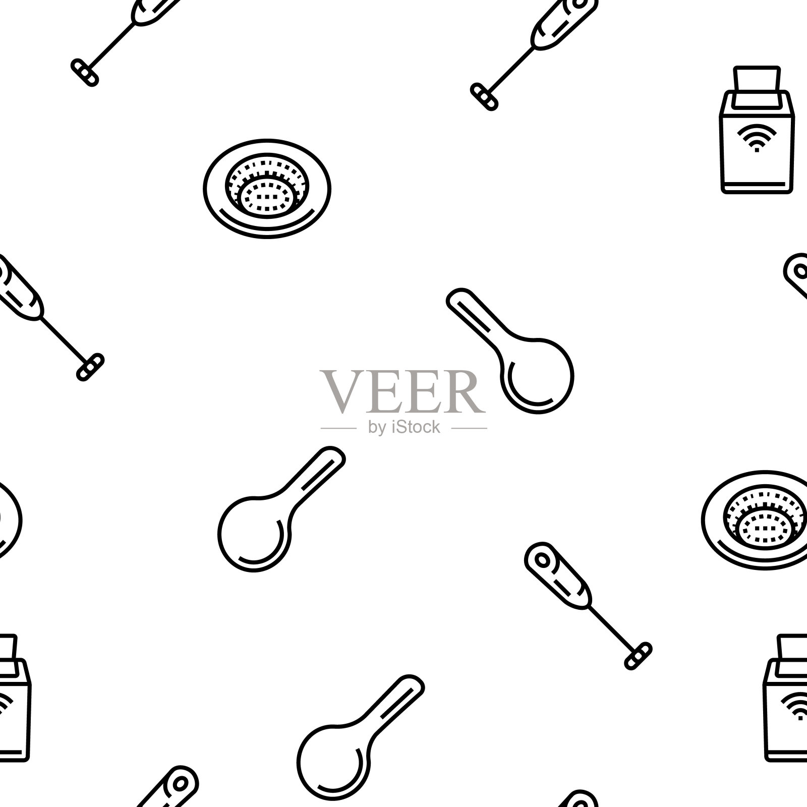 家居室内配饰设计矢量无缝图案插画图片素材