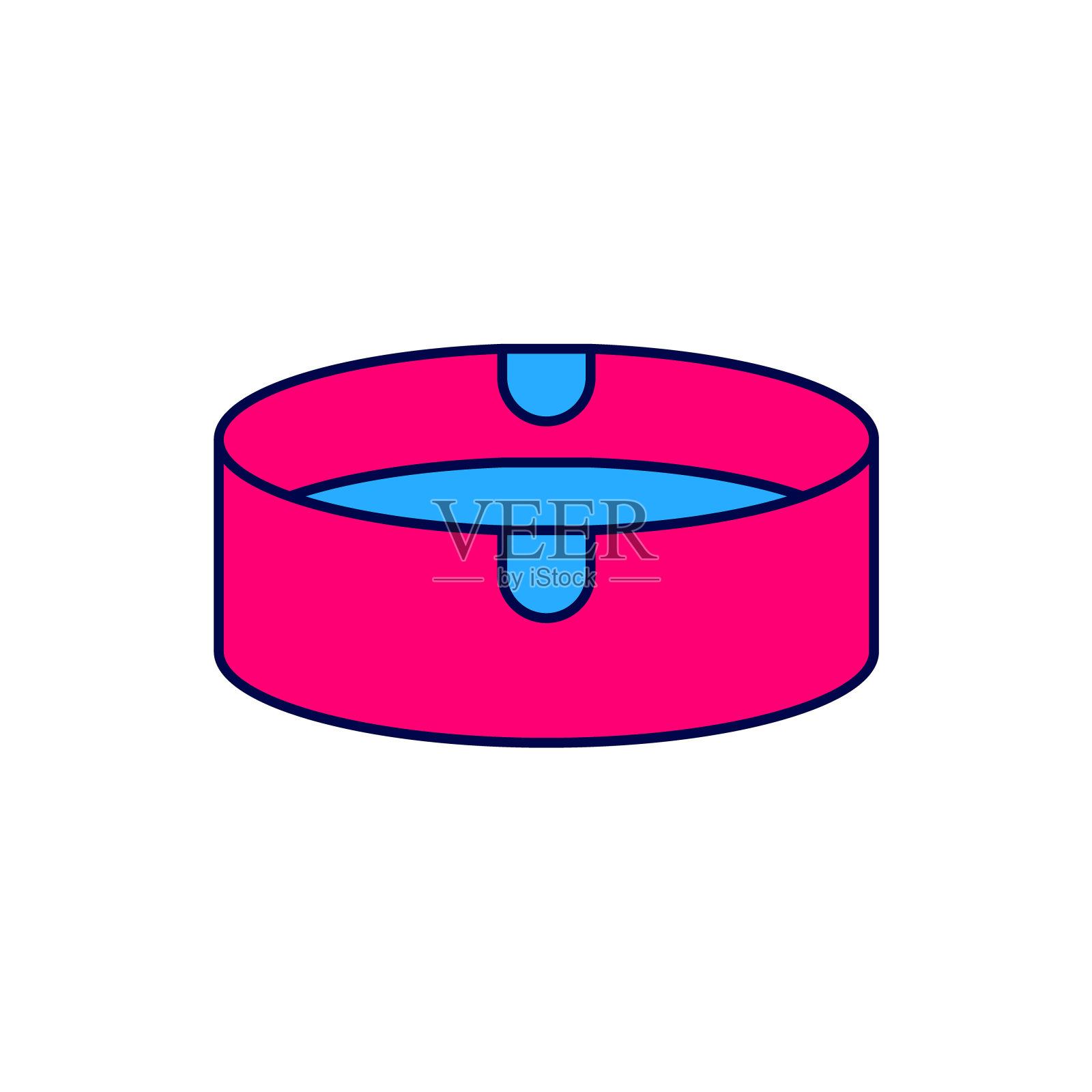 填充轮廓烟灰缸图标孤立的白色背景。向量插画图片素材