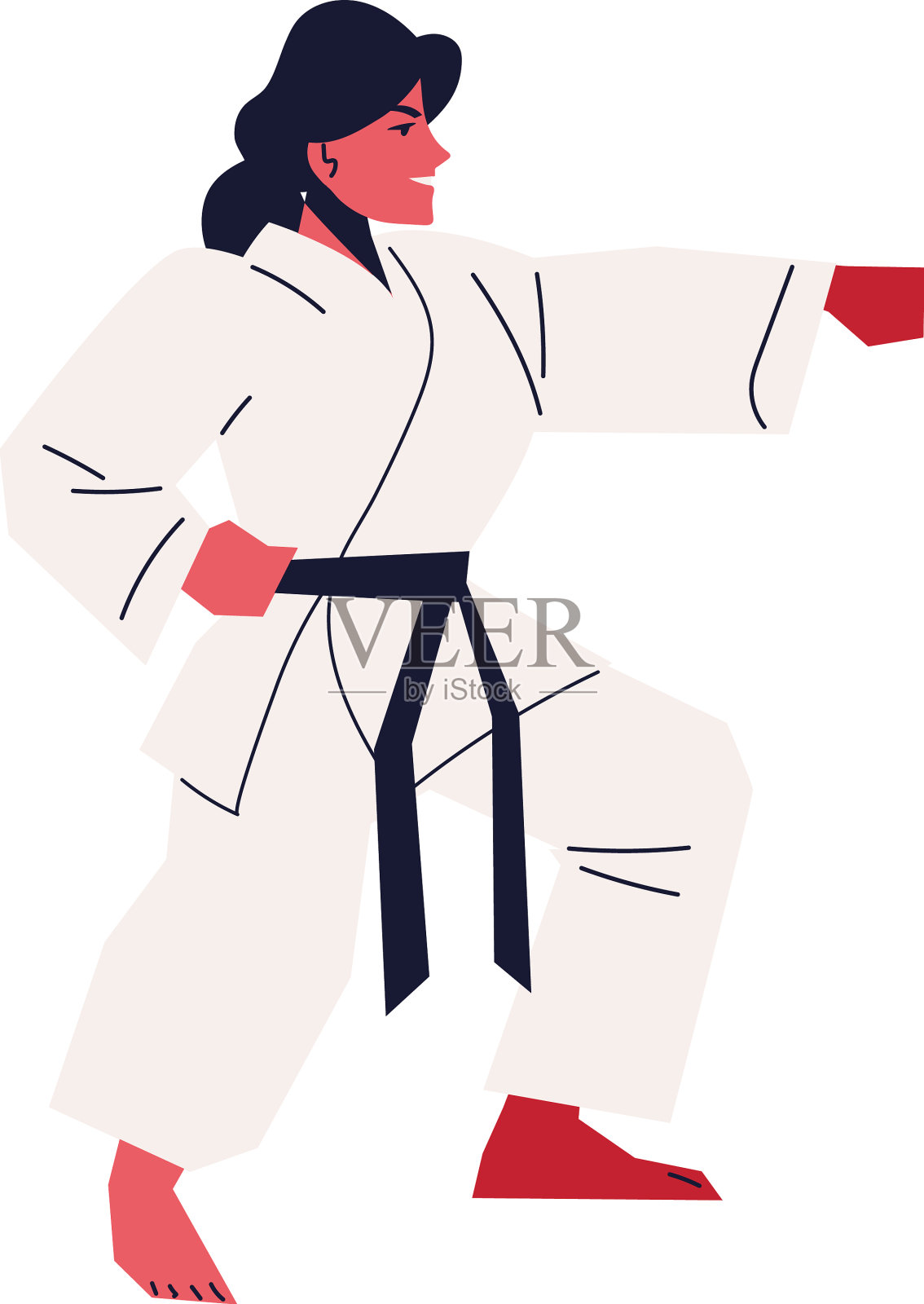 练习空手道的女孩设计元素图片