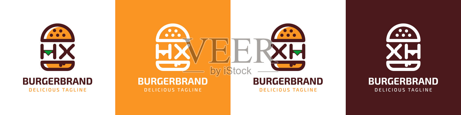 字母hx和xh汉堡标志适用于任何插画图片素材