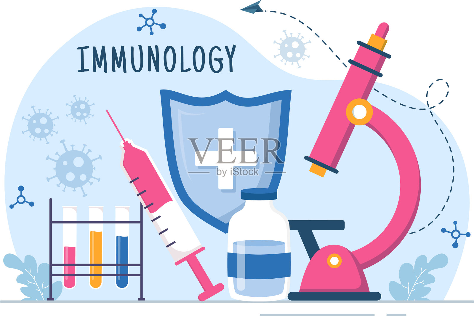 免疫学与人体免疫保护系统有关插画图片素材