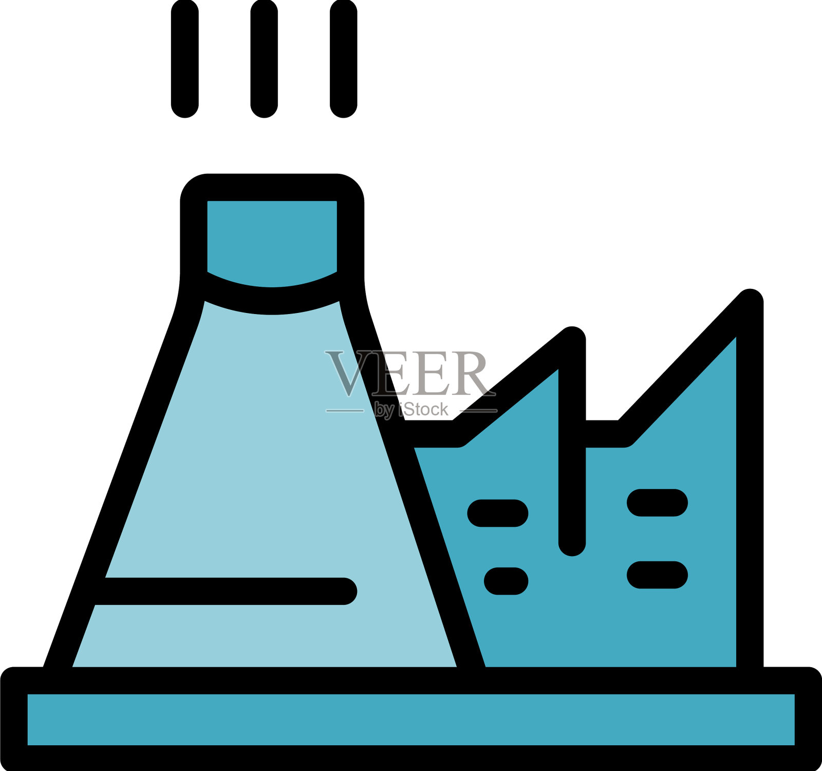绿色环保工厂图标平坦插画图片素材