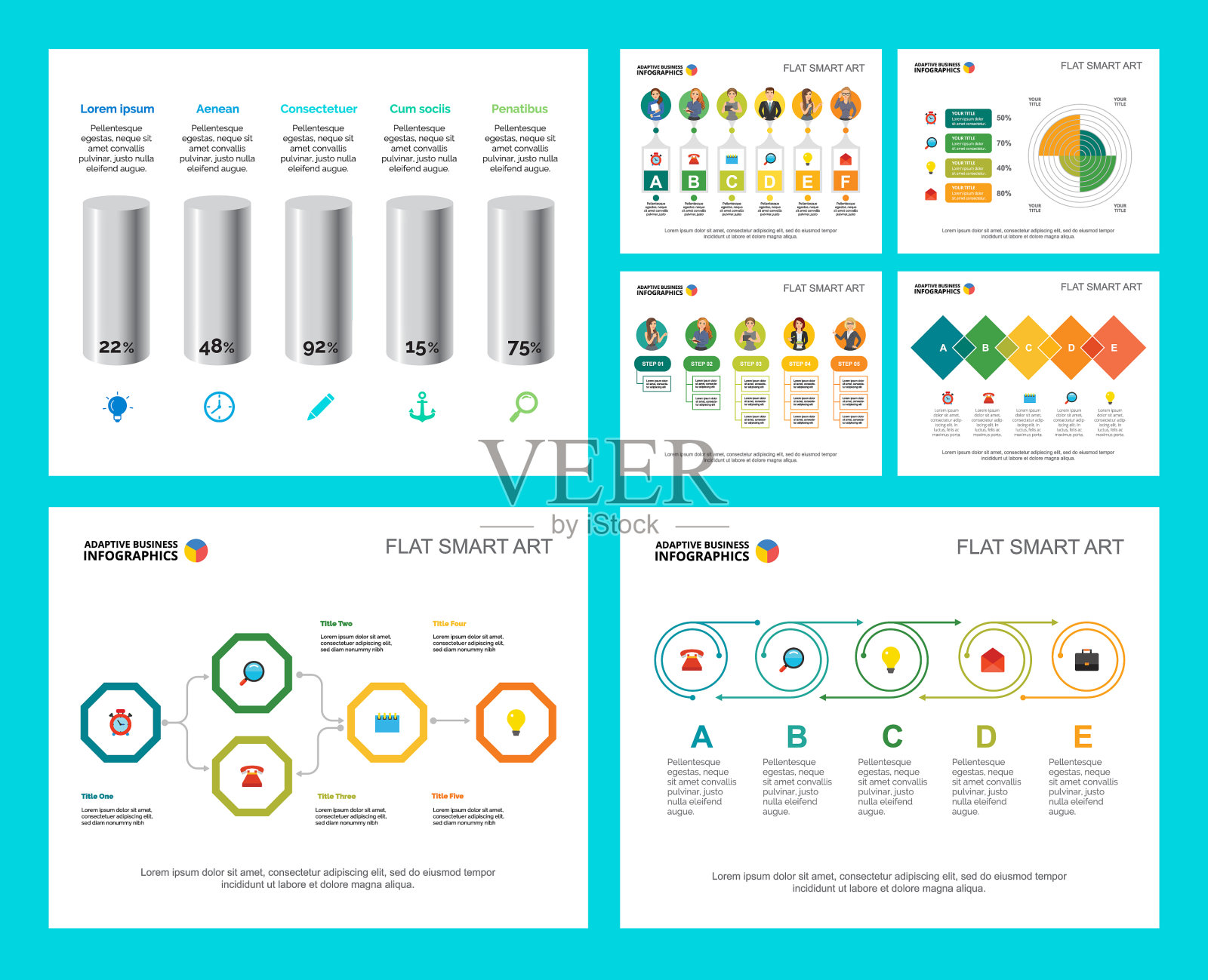 用于演示的彩色信息图表图标素材