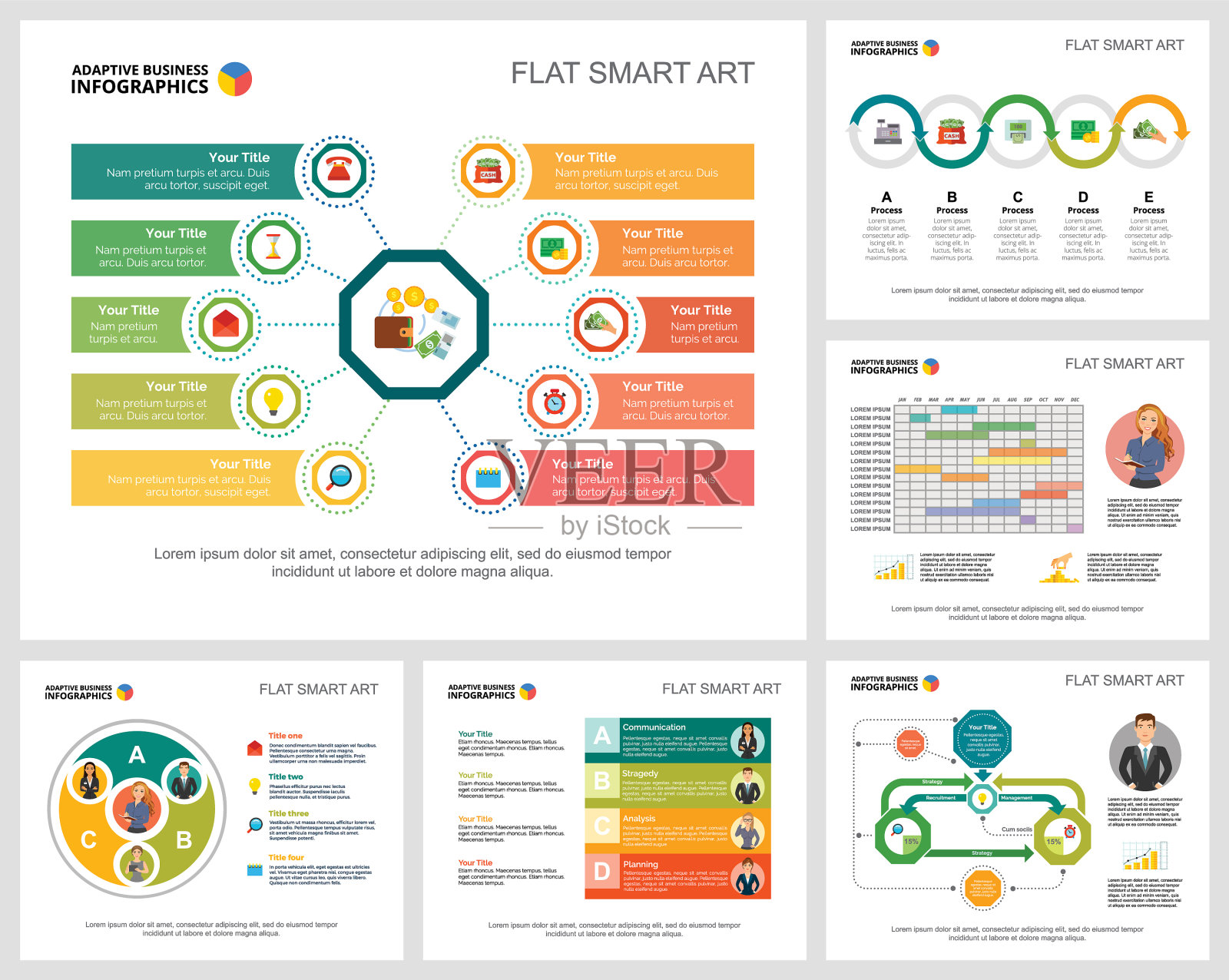 丰富多彩的营销或生产理念设计模板素材