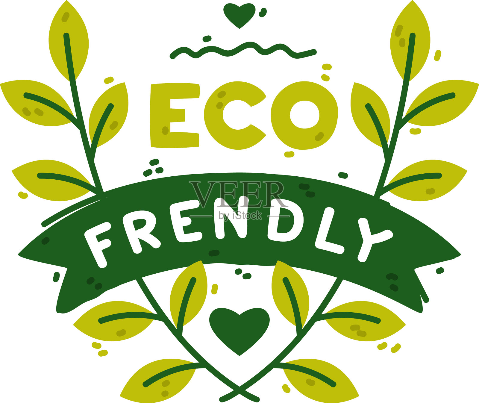 生态徽章和绿色生态标签或贴纸设计元素图片