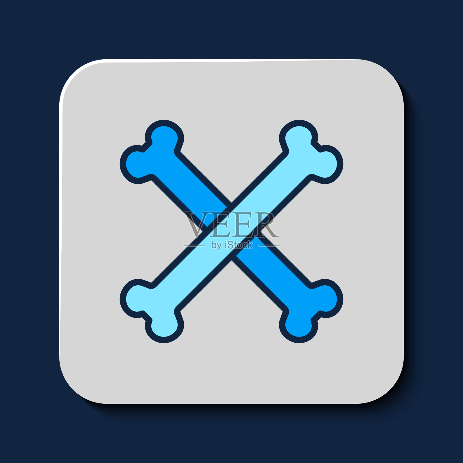 填充轮廓交叉骨骼图标隔离在蓝色插画图片素材