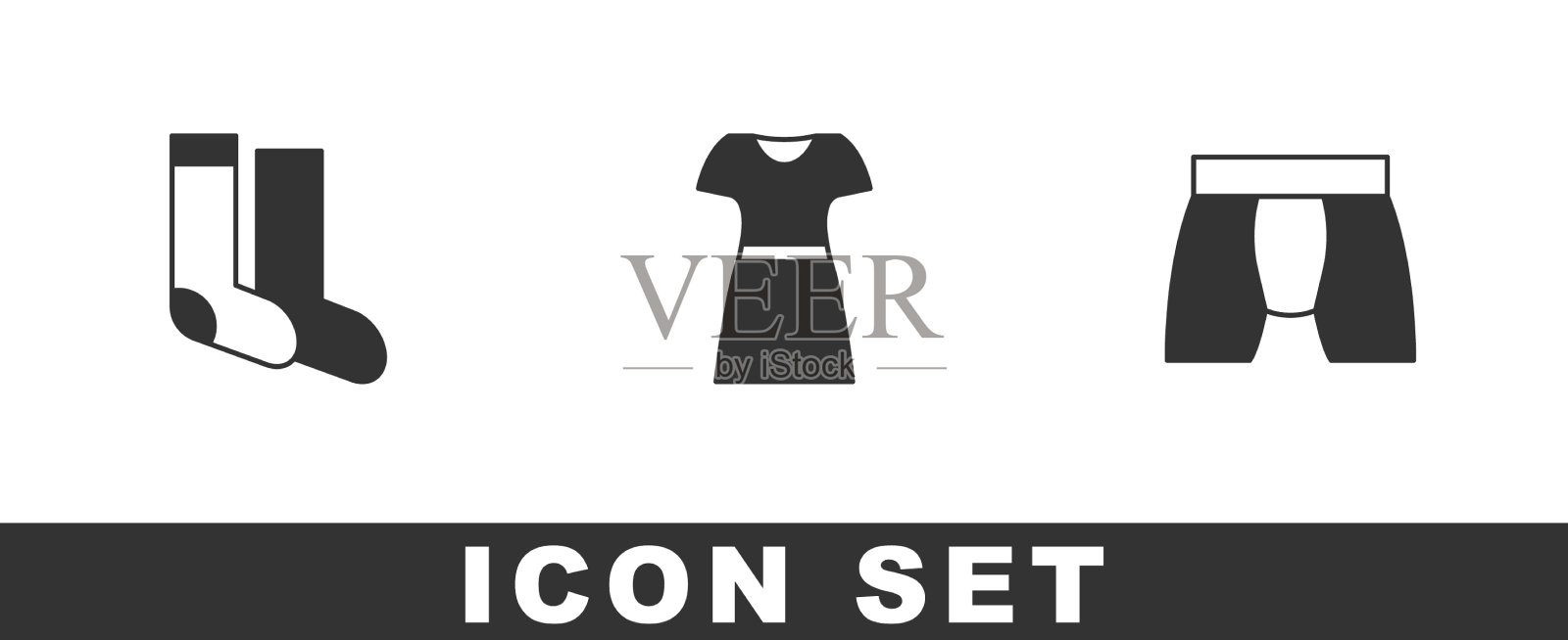 集袜子女士连衣裙和男士内裤icon图标素材