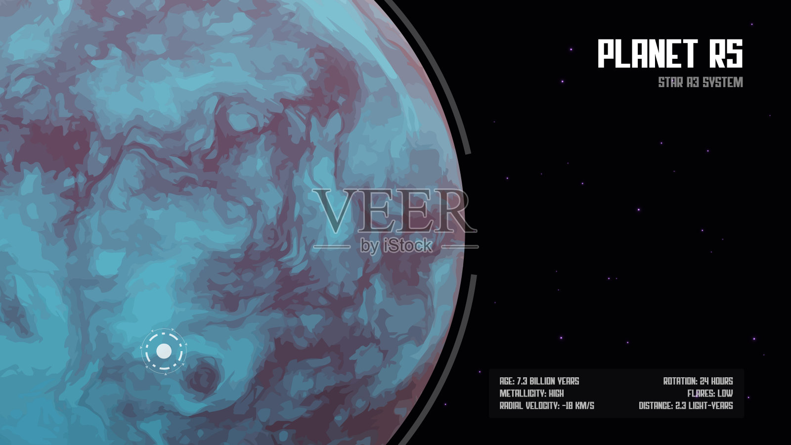 未来空间数据扫描HUD界面概念。矢量抽象宇宙飞船技术屏幕的行星分析。创新网络空间背景。插画图片素材