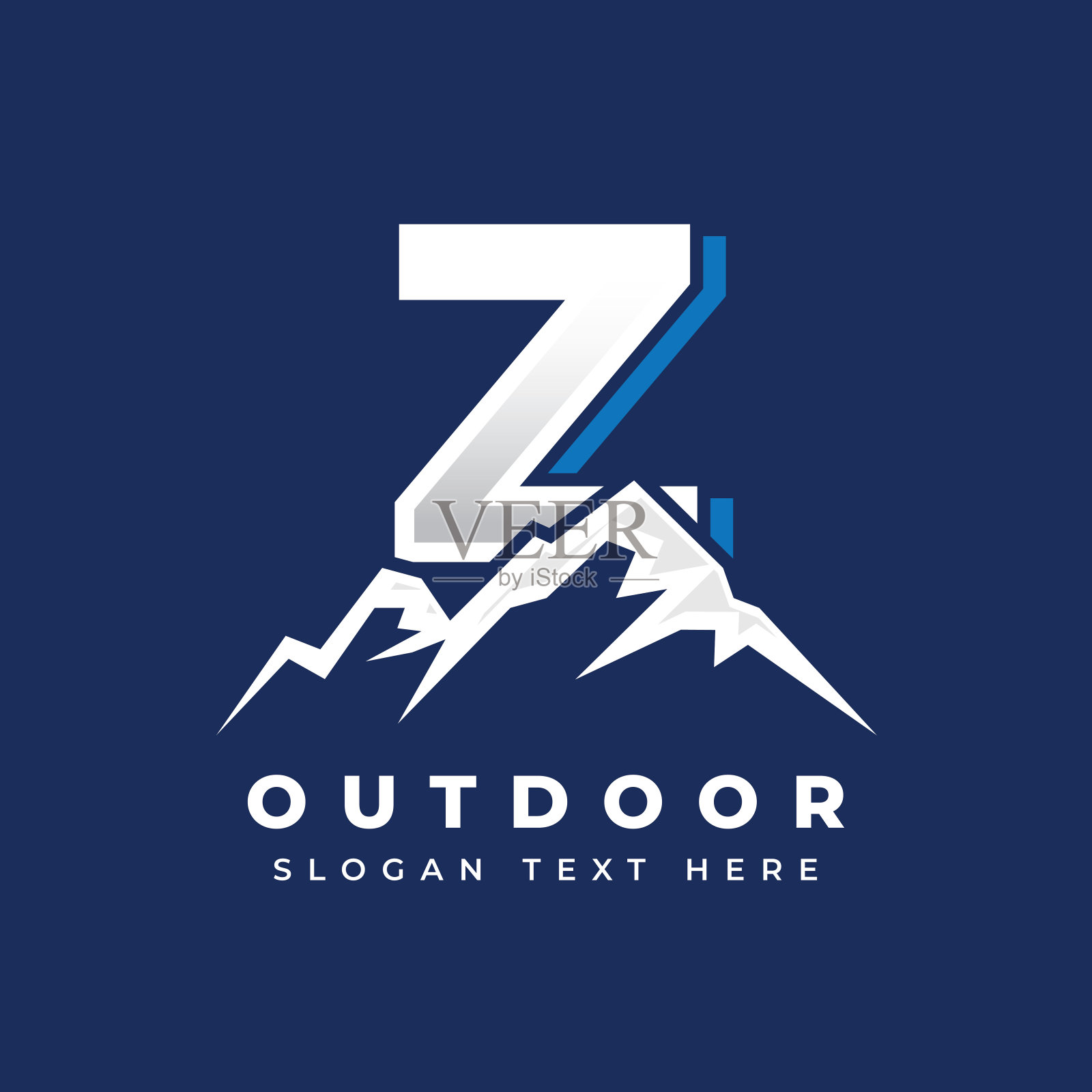 山标志轮廓与字母，山插图，户外探险标志模板，山插画图片素材