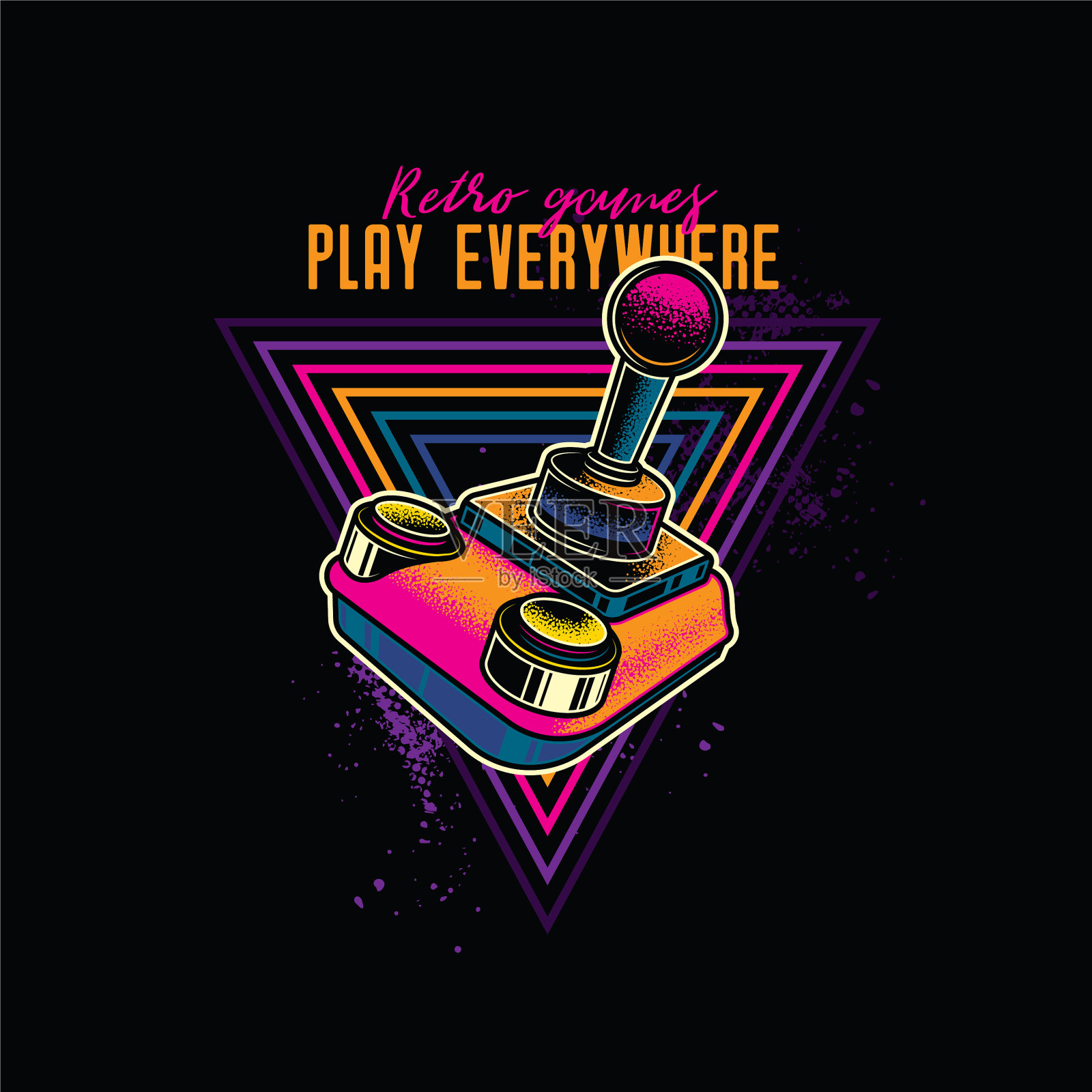 来自8位主机的复古操纵杆插画图片素材