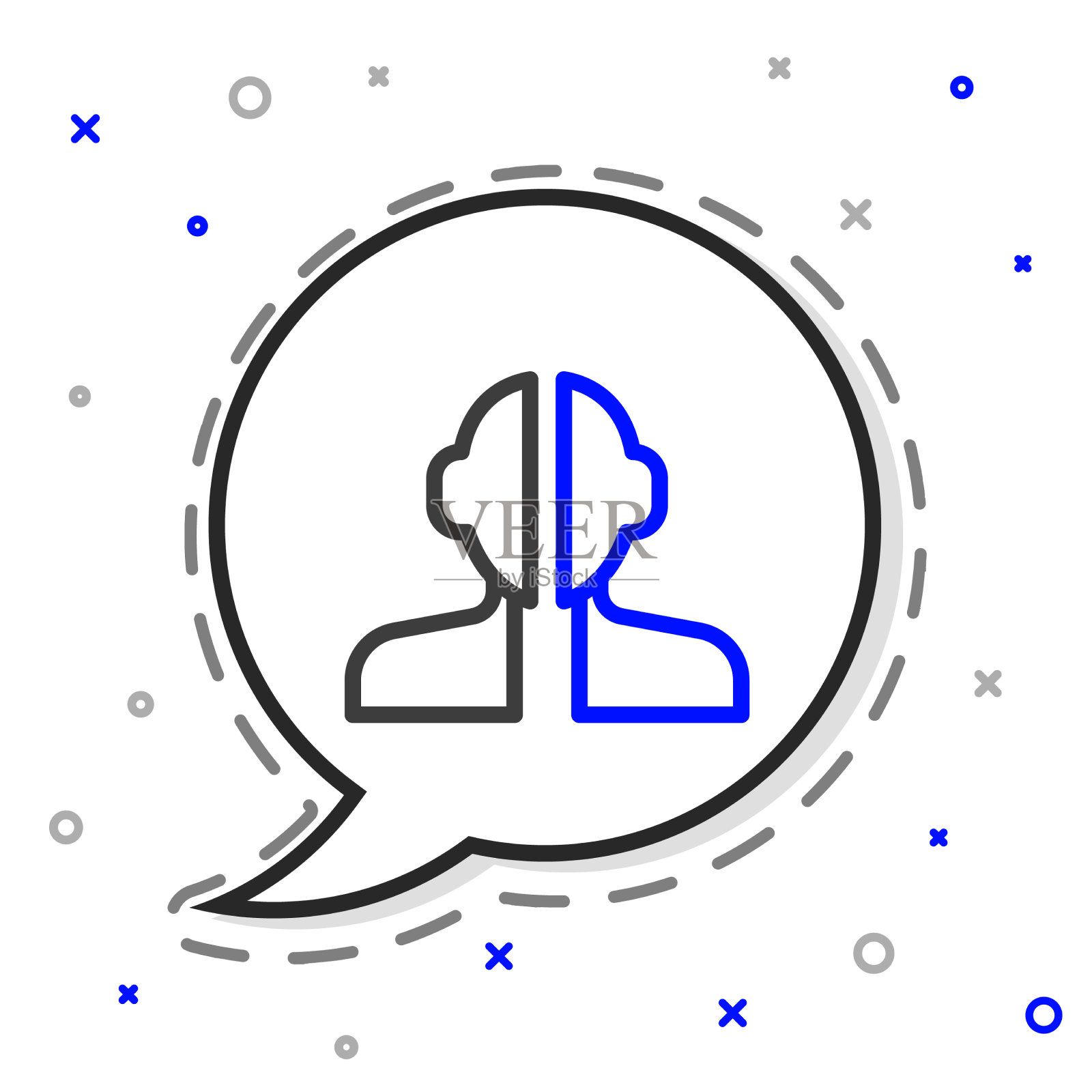 线双相情感障碍图标隔离在白色插画图片素材