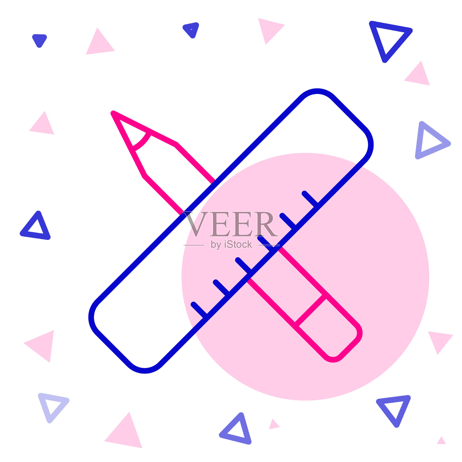 线交叉标尺和铅笔图标隔离上插画图片素材