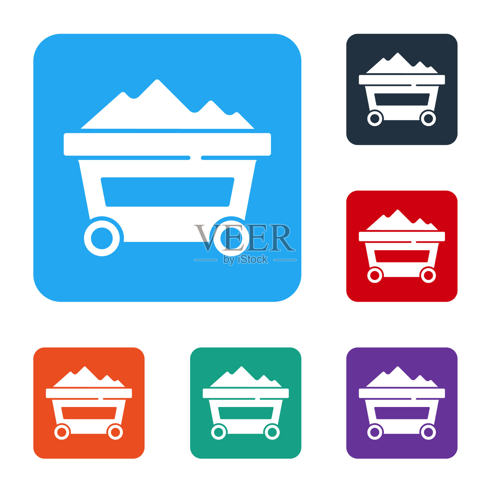 白色煤矿小车图标孤立在白色上图标素材