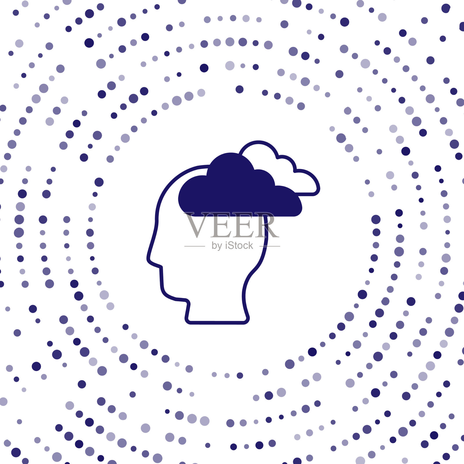 患有头痛偏头痛的蓝衣男子被隔离插画图片素材