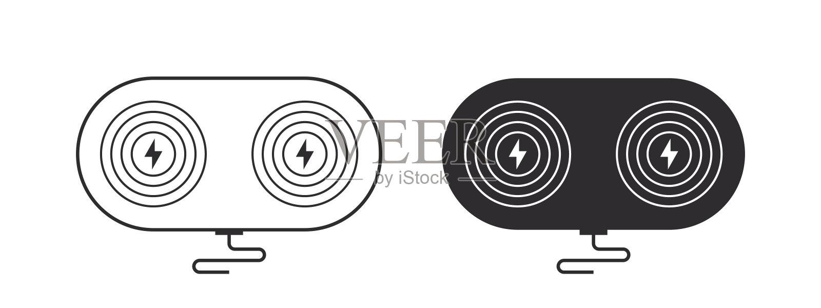 无线充电器概念。手机充电简单说明。磁充电器。矢量可缩放图形插画图片素材