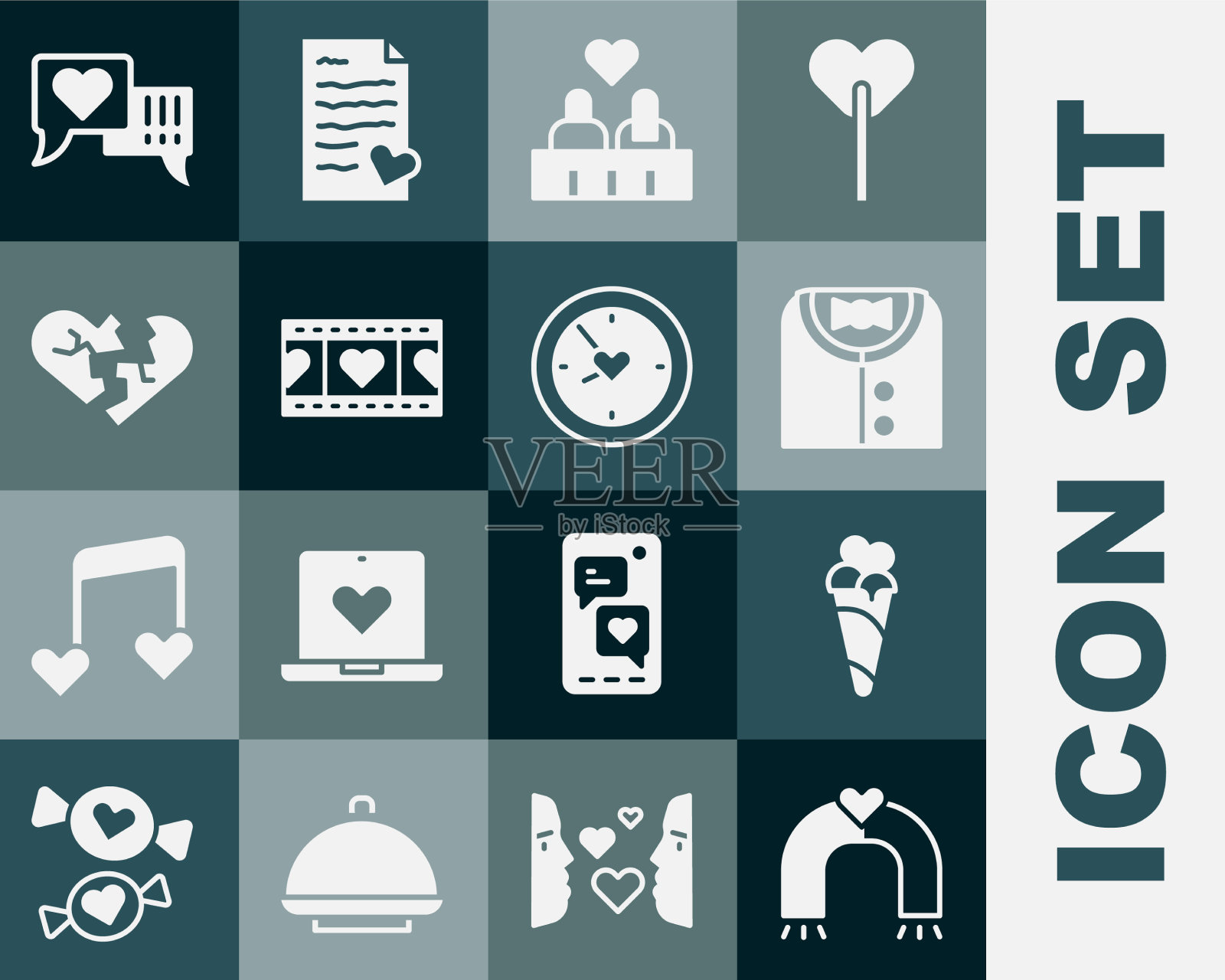 华夫蛋筒套装爱情磁铁冰淇淋图标素材