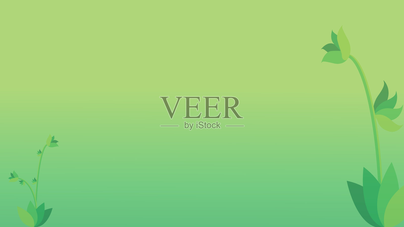 渐变绿色植物和花卉背景插图插画图片素材