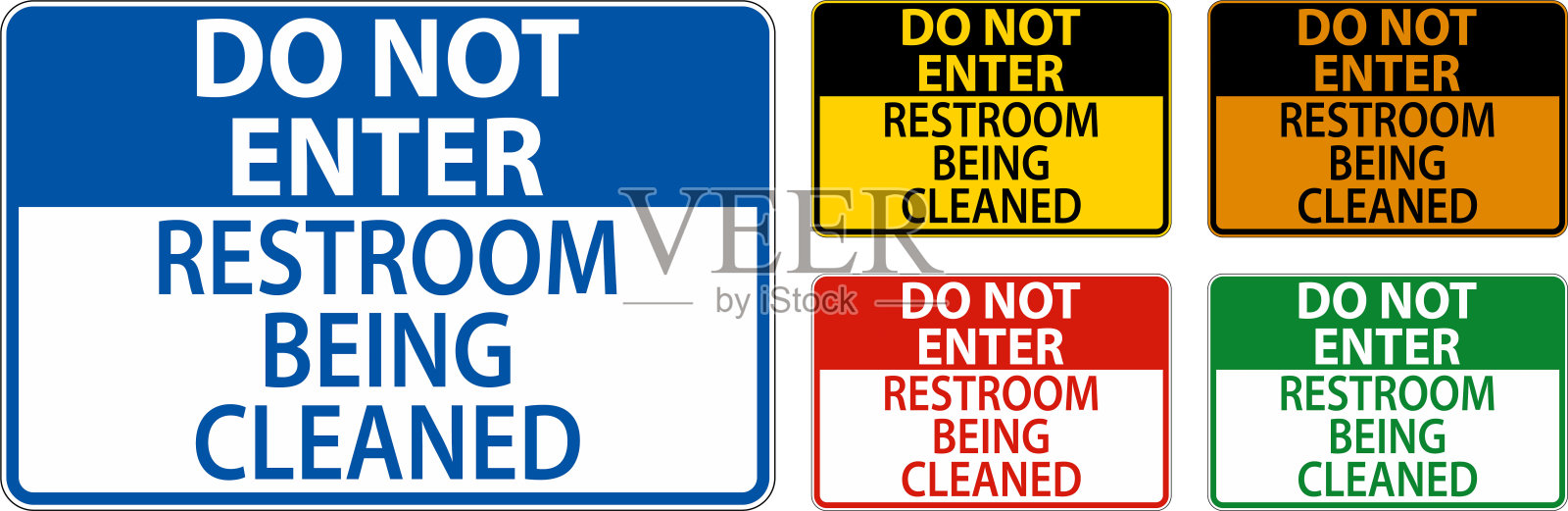 请勿进入正在清洁的洗手间插画图片素材