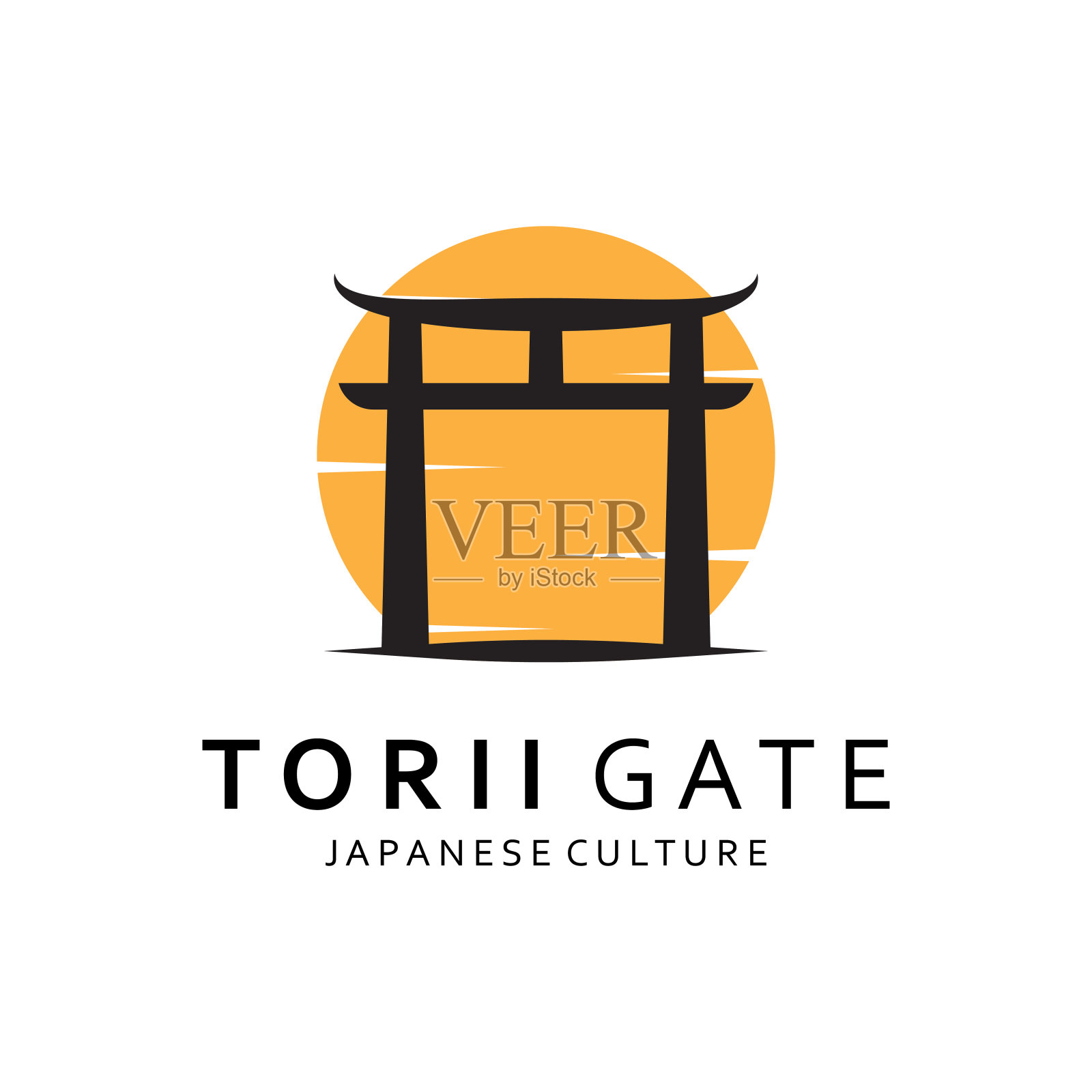 日本鸟居门设计矢量插图模板插画图片素材