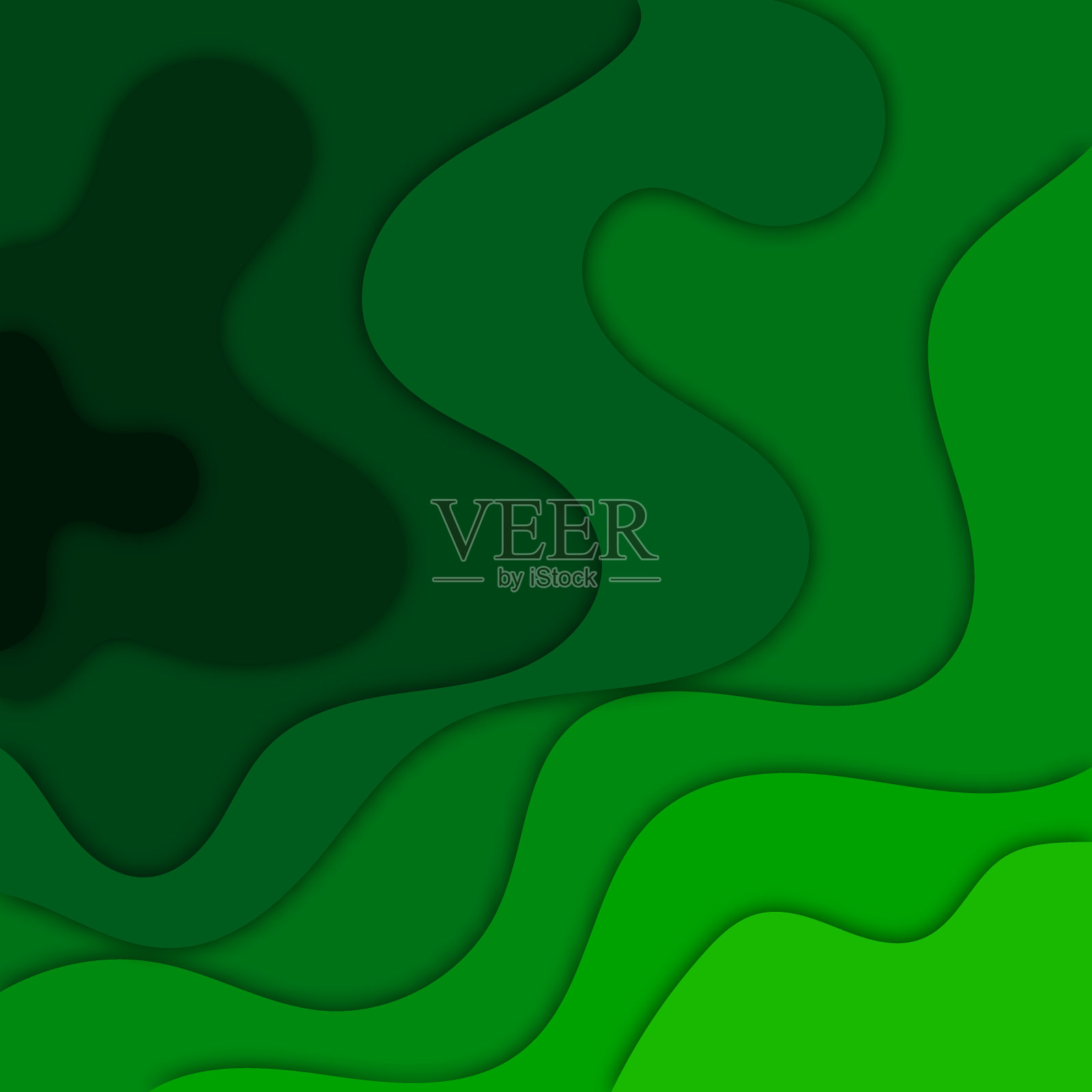 时尚绿色海报剪纸波奢华设计背景。矢量插图时尚褶皱横幅。插画图片素材