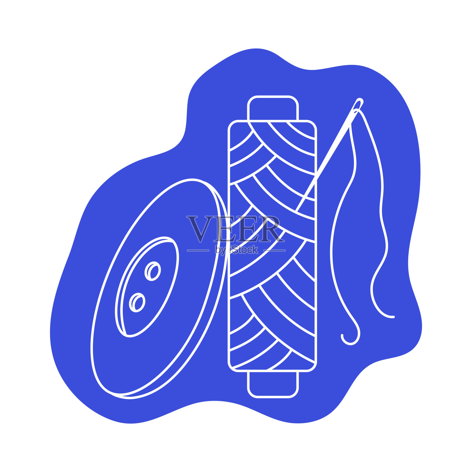 线、扣和针的卷筒插画图片素材