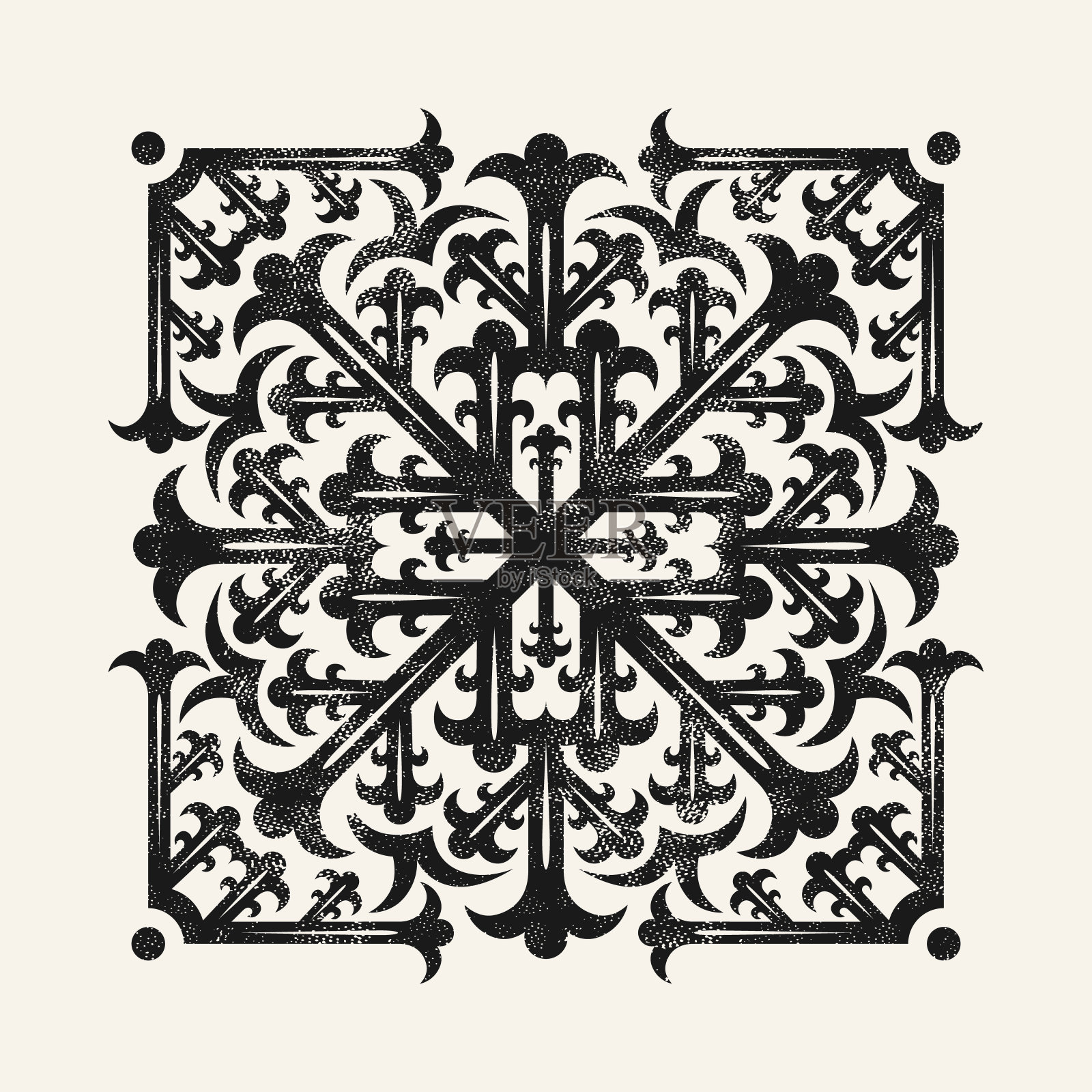 中世纪风格的花卉装饰插画图片素材