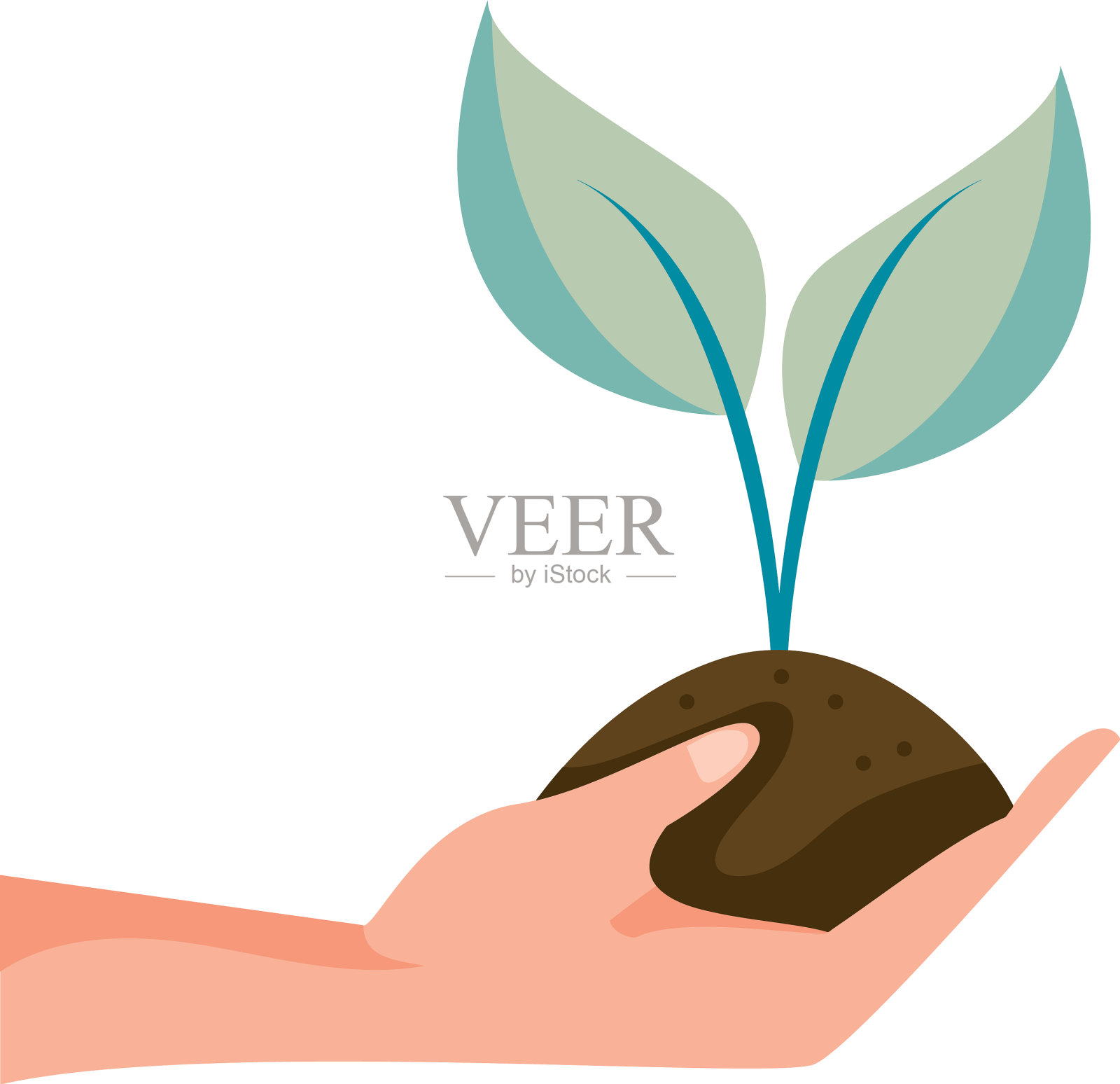 手与植物园林自然插画图片素材