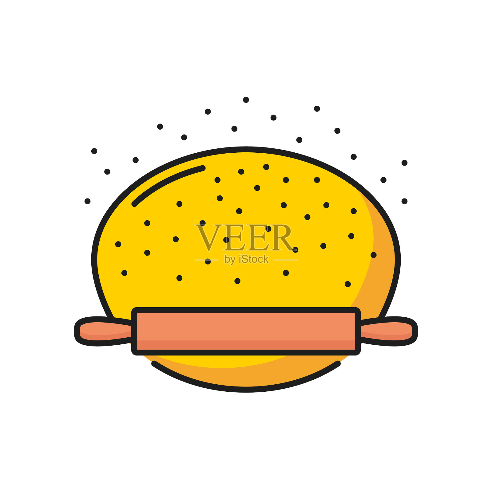 用擀面杖滚动自制面团插画图片素材