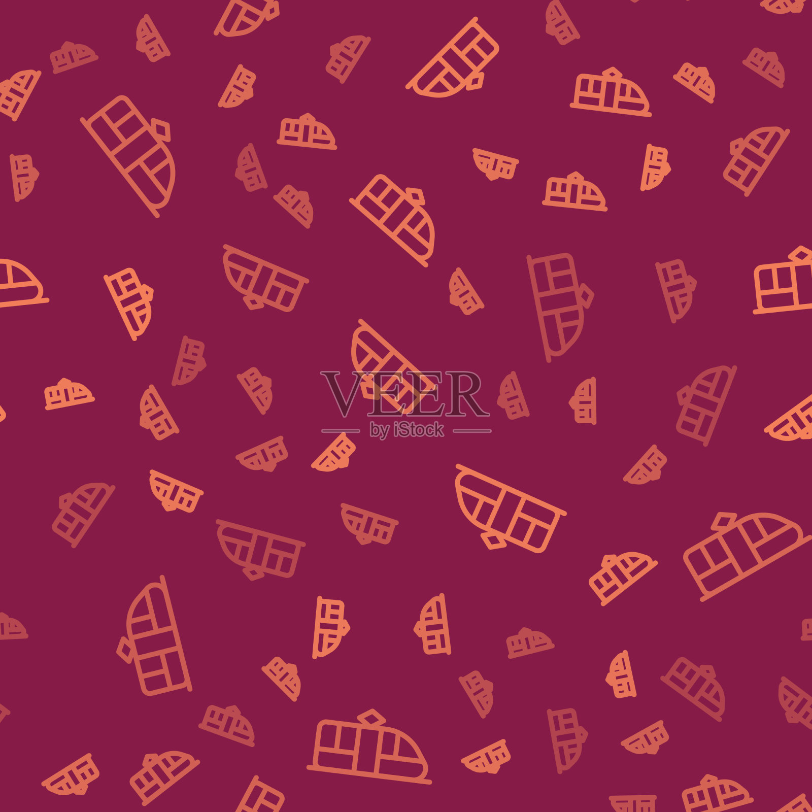 棕线电车与铁路图标无缝隔离插画图片素材