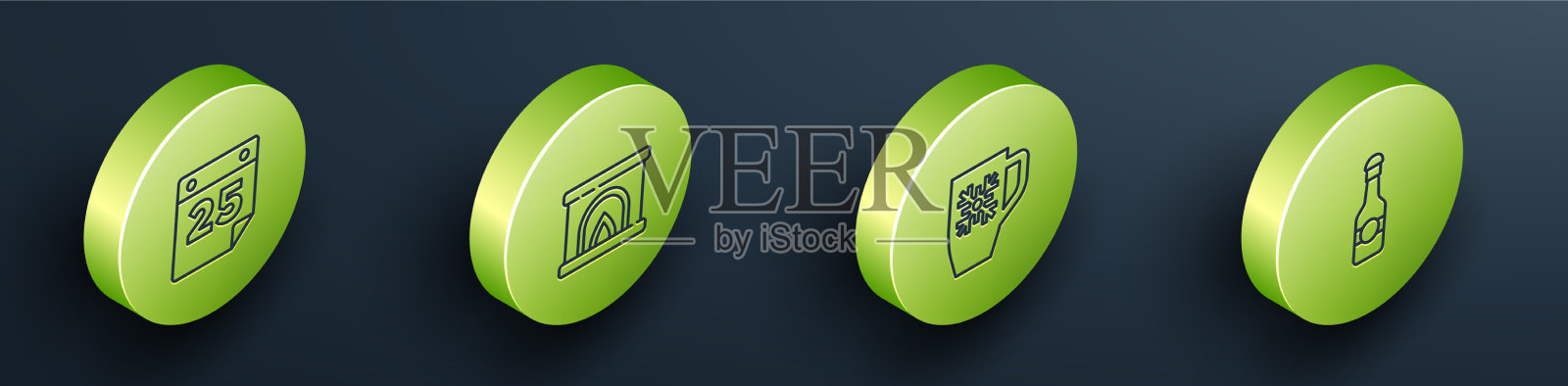 设置等距线日历内部壁炉图标素材