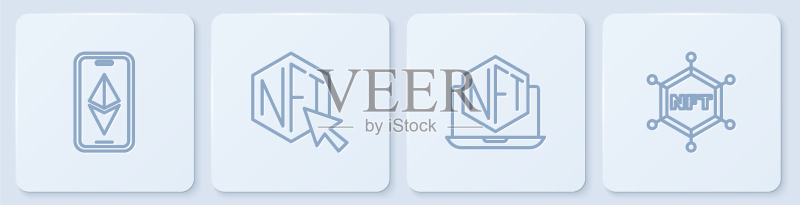 设置线以太坊eth笔记本电脑与艺术商店应用程序图标素材