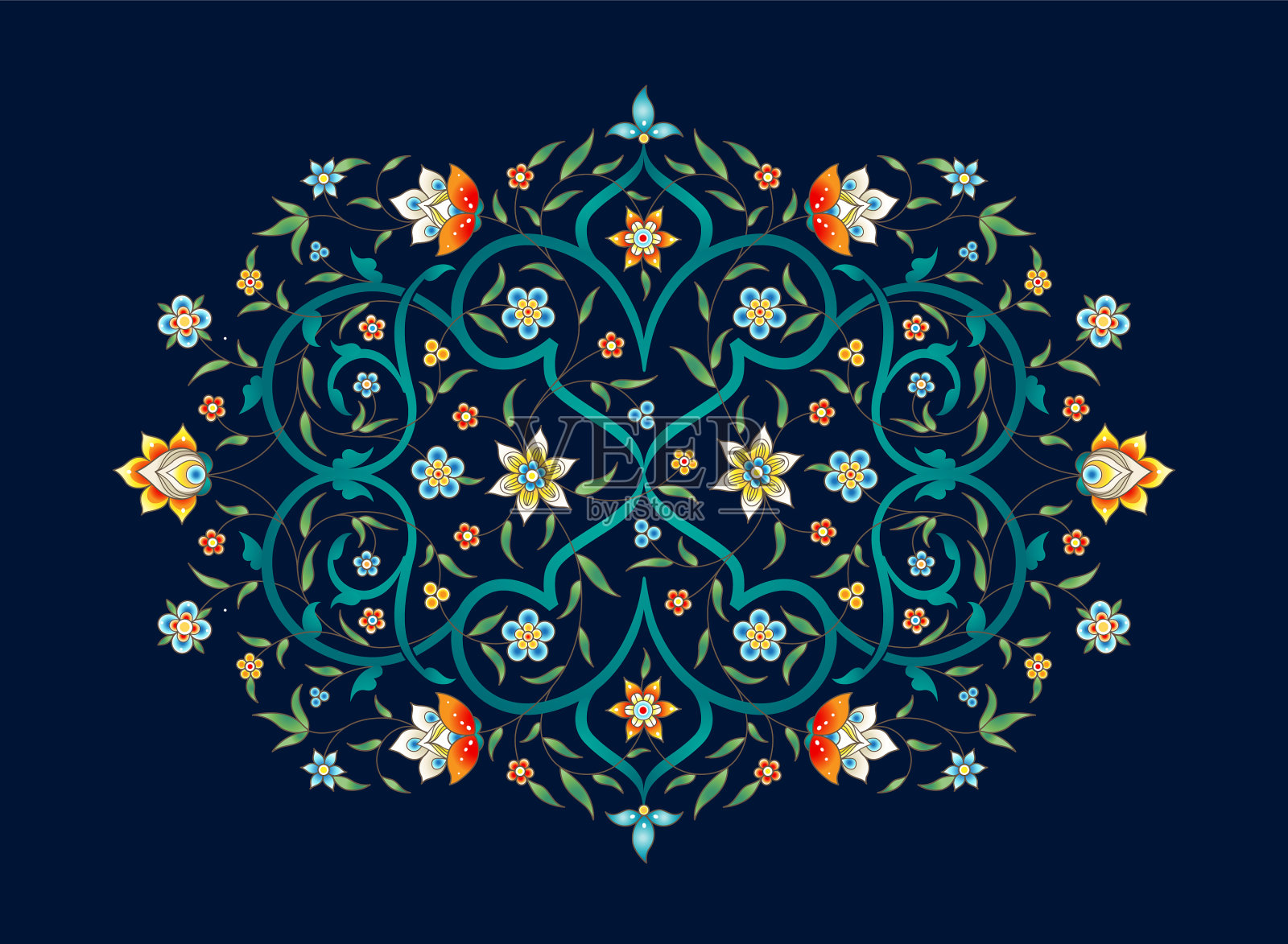 东方风格的复古装饰插画图片素材