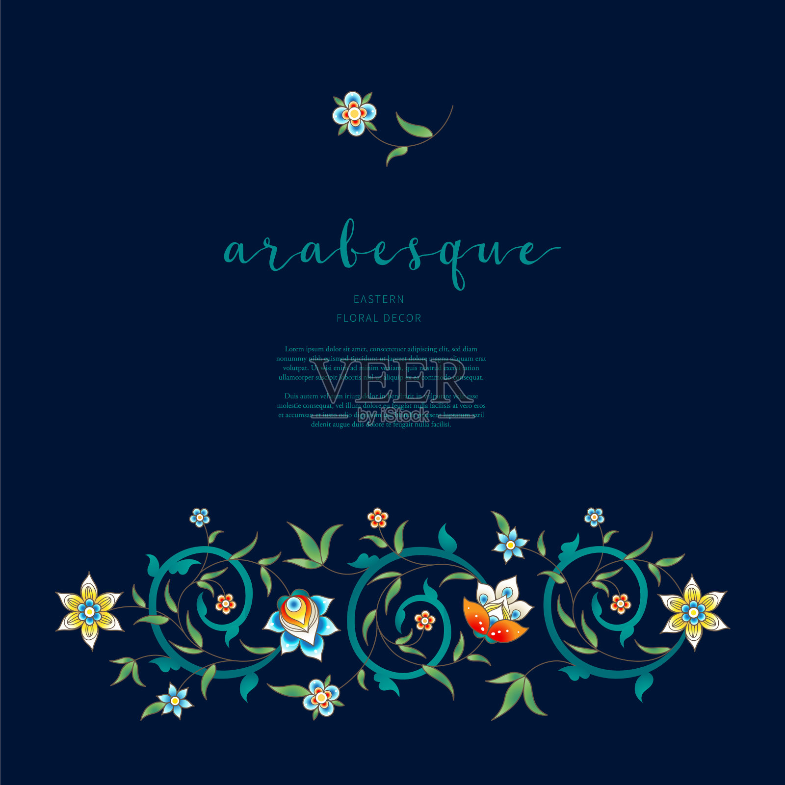 东方风格的复古装饰插画图片素材