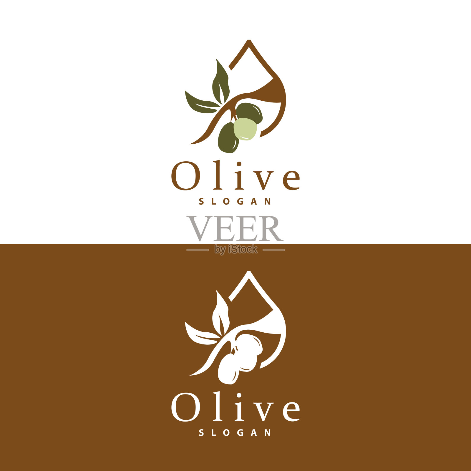 橄榄油标志，橄榄叶植物草药花园矢量，简单优雅豪华的图标设计模板说明插画图片素材