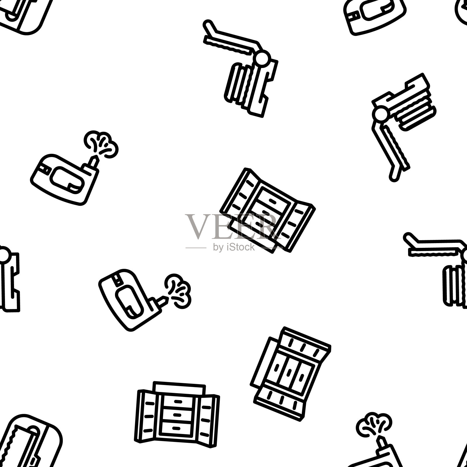 家居室内设计矢量无缝图案插画图片素材