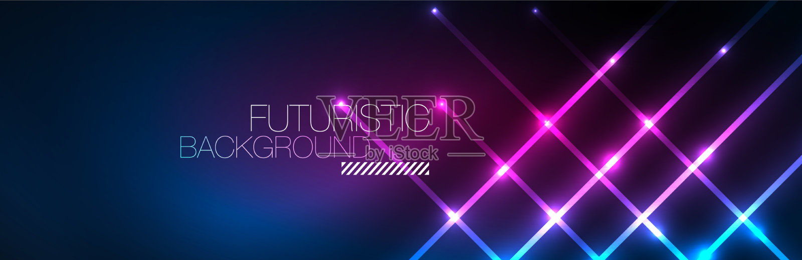 闪亮的霓虹灯与黑暗抽象的背景插画图片素材