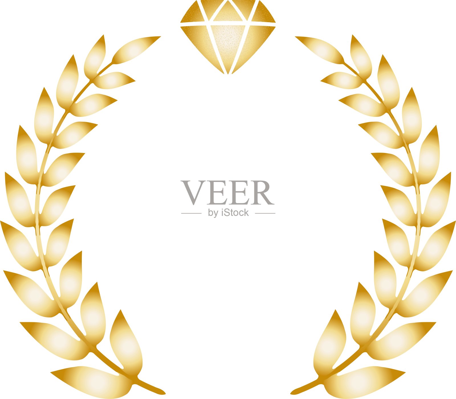 金月桂花环框架和钻石插图/插图材料(矢量插图)插画图片素材
