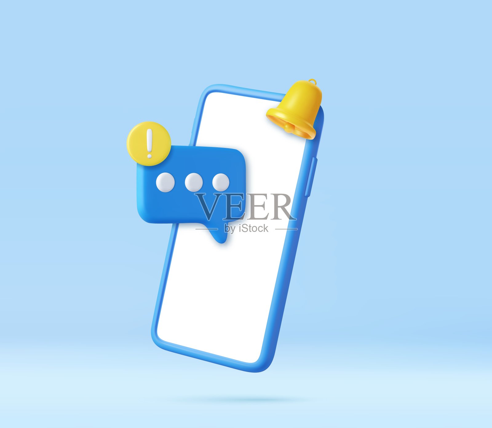 3d空白白色语音气泡针插画图片素材