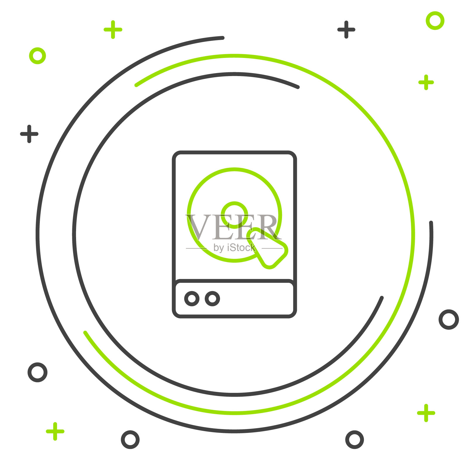 线硬盘驱动器HDD图标隔离在白色背景。色彩缤纷的轮廓概念。向量插画图片素材