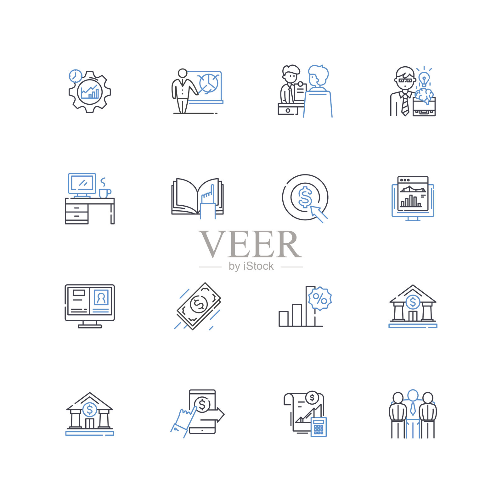 诊断线图标收集。医学，评估，分析，检查，评估，预测，调查矢量和线性插图。观察性，事实发现性，解释性的标志图标素材