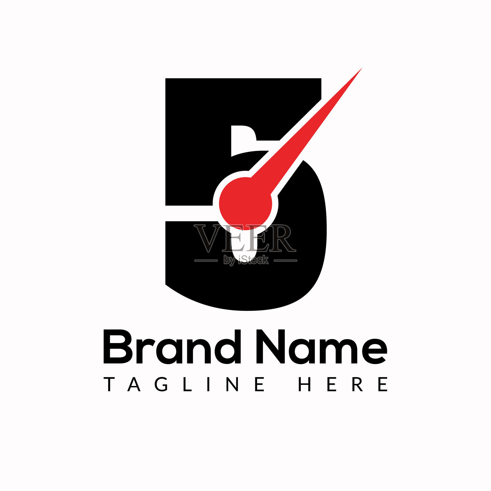 快速标志上的字母5模板。5个字母上的快速标志，初始快速和速度标志概念模板插画图片素材