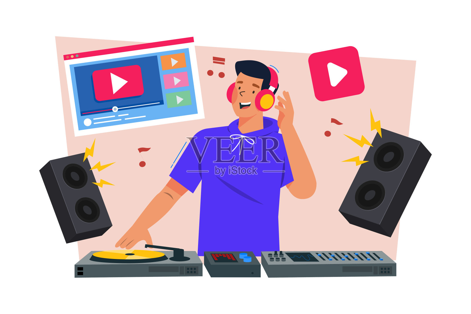 mv导演对歌曲进行视觉上的诠释。插画图片素材