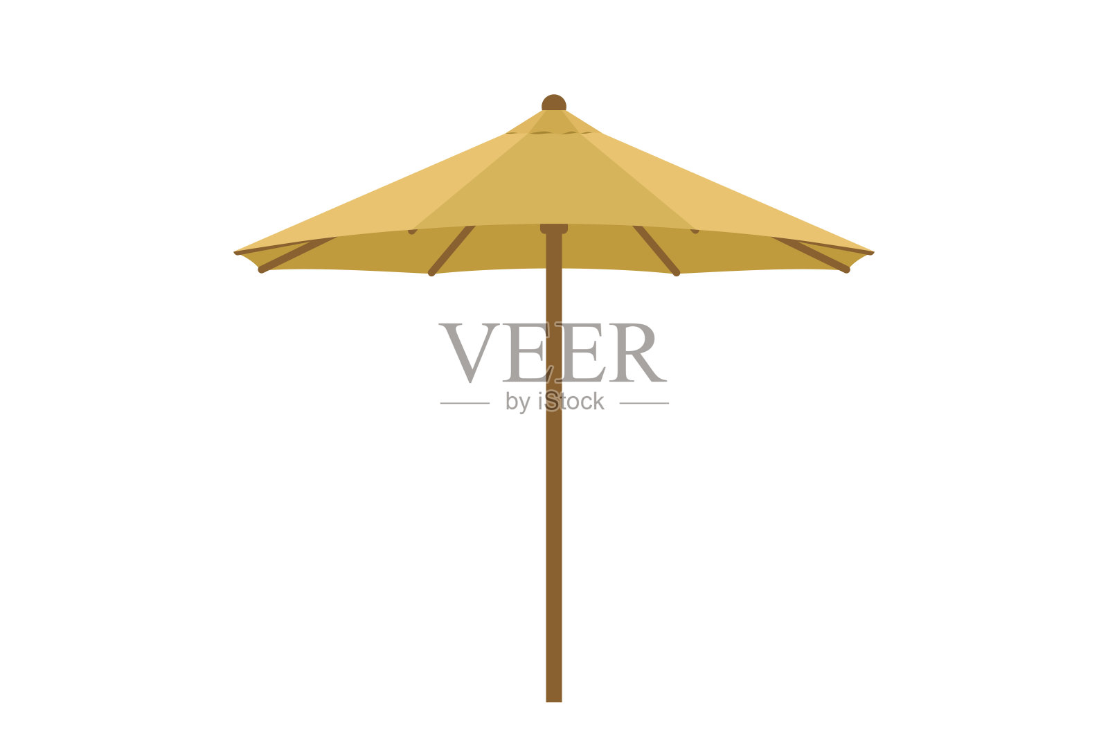 白色背景上孤立的黄色沙滩伞插画图片素材